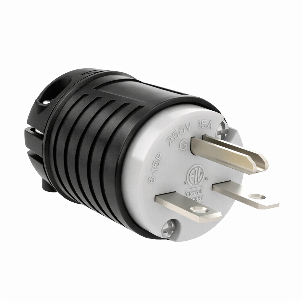 Electrineering™ 15 Amp, 250 Volt, NEMA 6-15P, 2P, 3W, Plug, Straight Blade, Industrial Grade, Grounding 5666C