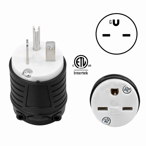 Electrineering™ 15 Amp, 250 Volt, NEMA 6-15P, 2P, 3W, Plug, Straight Blade, Industrial Grade, Grounding 5666C