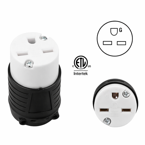 Electrineering™ 15 Amp, 250 Volt, NEMA 6-15R, 2P, 3W, Connector, Straight Blade, Industrial Grade, Grounding 5669C