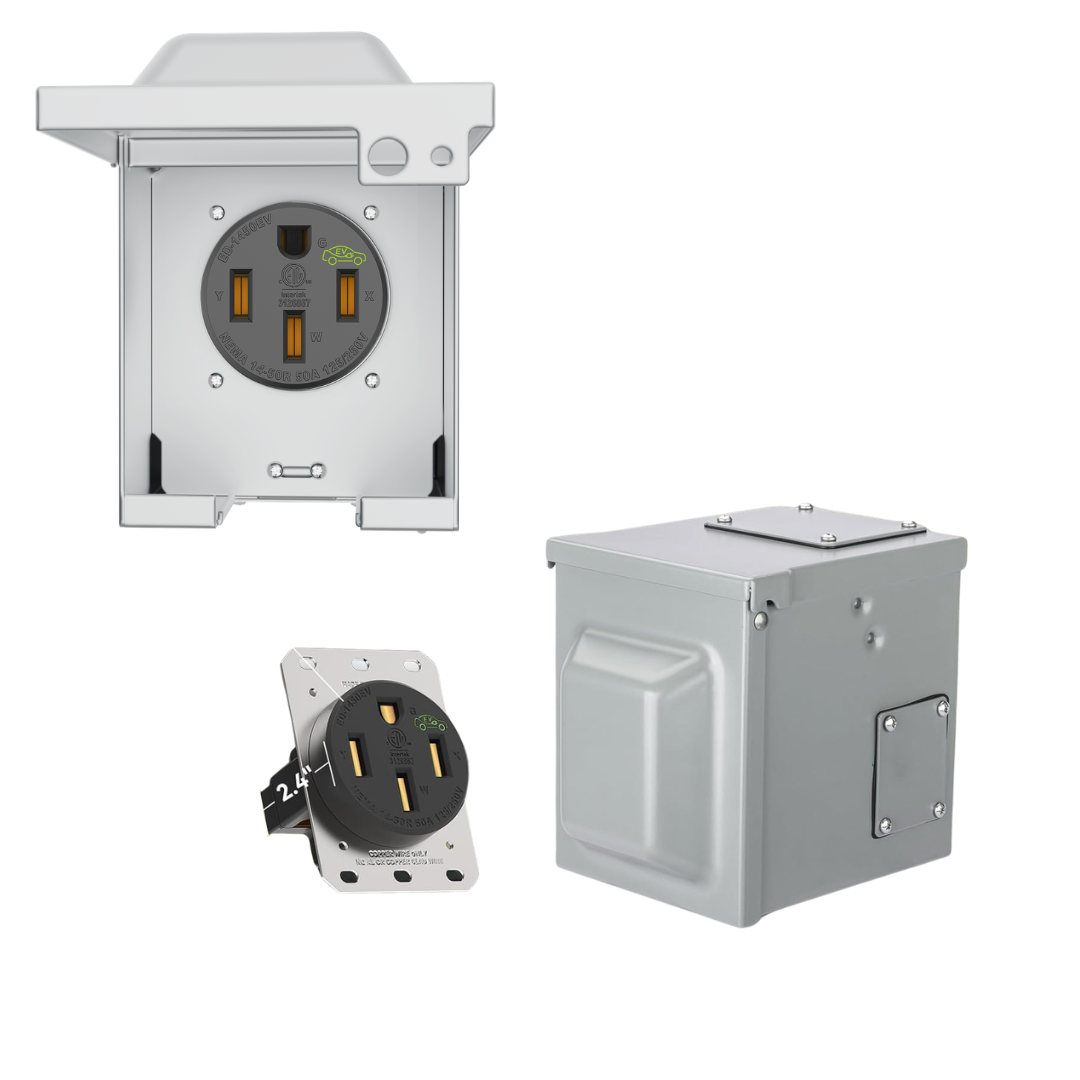 Electrineering 50A 125/250V NEMA 14-50R RV EV Charging Outlet Box ETL