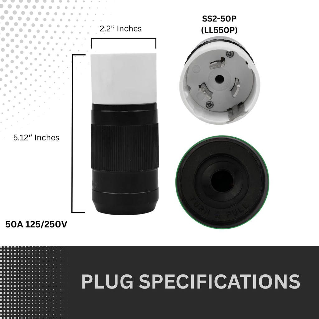 Electrineering 50A 125/250V CS6365C SS2-50P Twist Lock Plug ETL