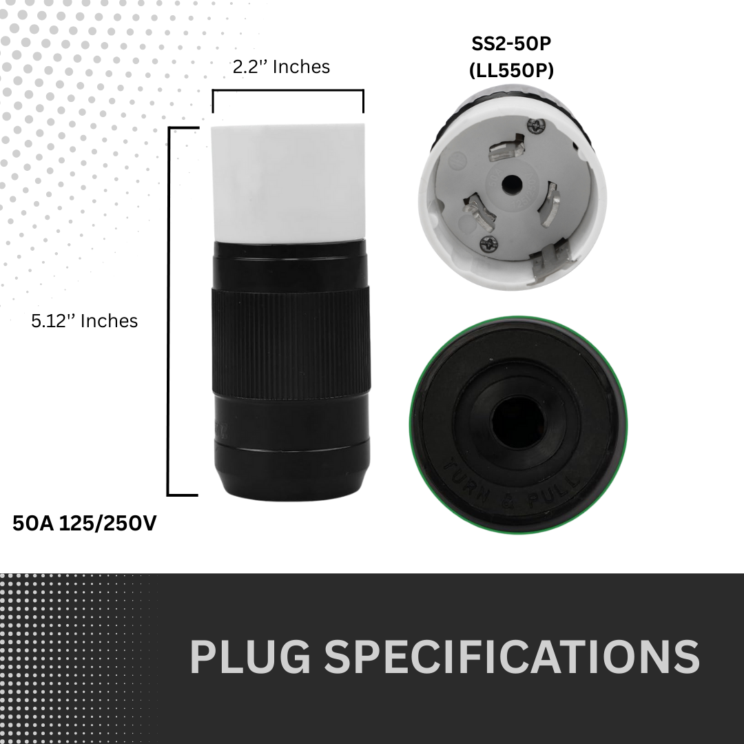 Electrineering 50A 125/250V CS6365C SS2-50P Twist Lock Plug ETL